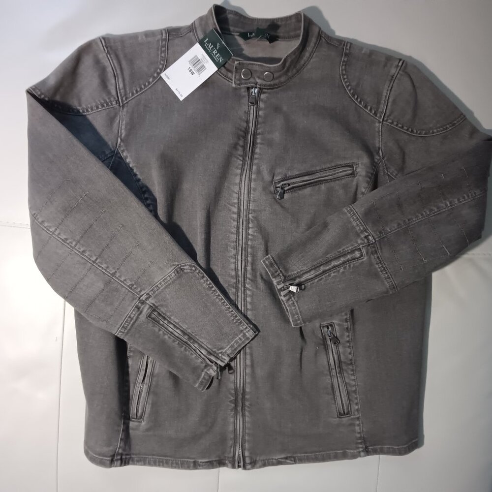 Lauren Ralph Lauren Denim Moto Jacket 18W NWT VTG - Picture 9 of 9